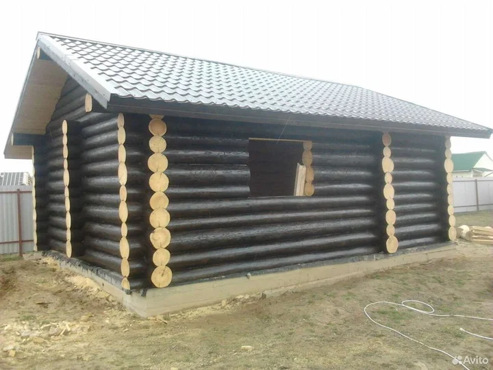 Сруб дома из бревна, чаша, 8*7,5