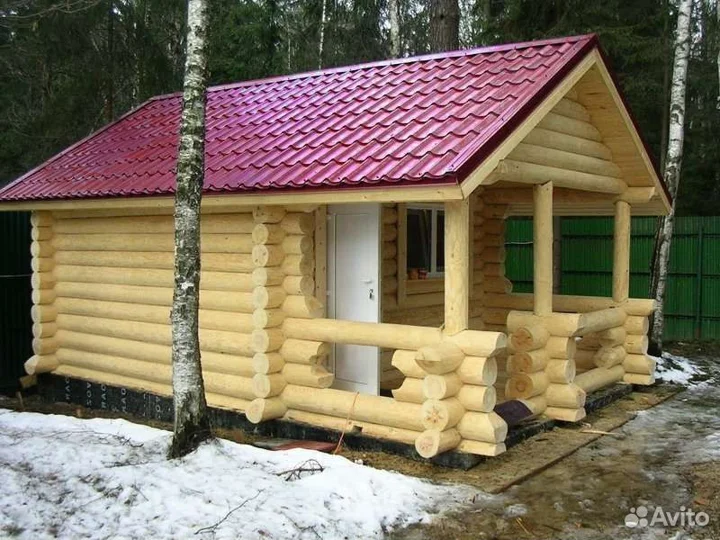 Сруб бани 5*5+рубленная терасса в чашу 2м
