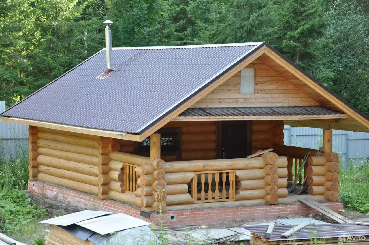 Сруб бани 6*5+2 м с рубленной терассой