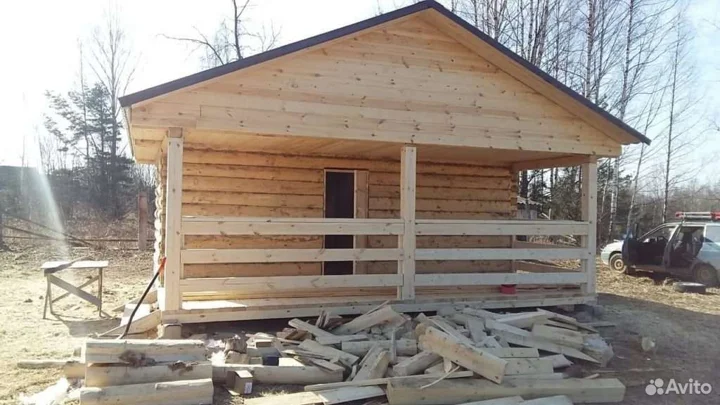 Сруб бани 5,5*4+1,5м терасса