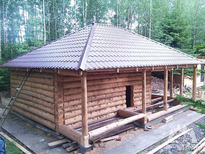 Сруб бани 4*4+2 вальмовая крыша