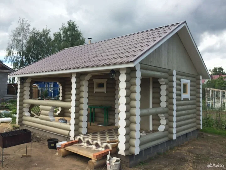 Сруб бани чаша 5*3+2м рубленное крыльцо