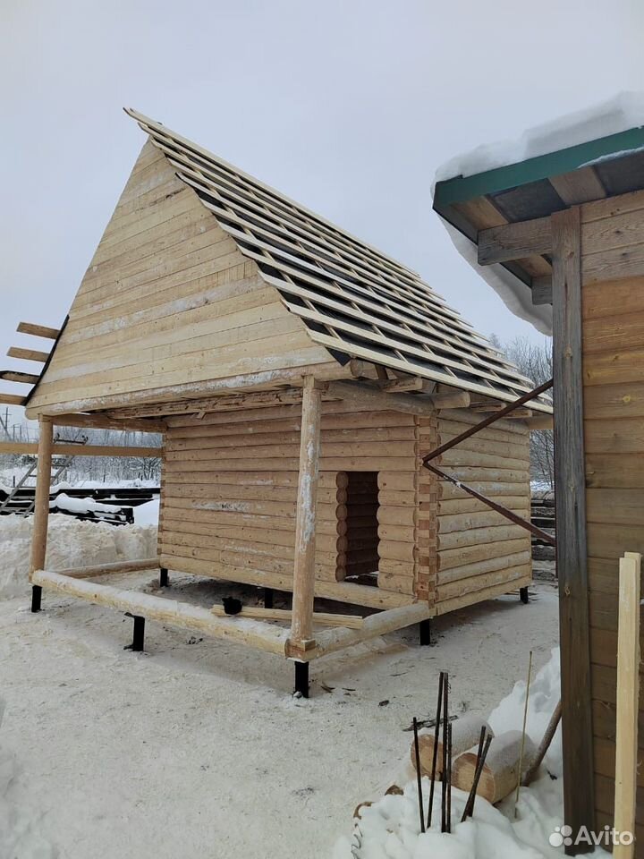 Сруб бани 5*3+2 с мансардной крышей